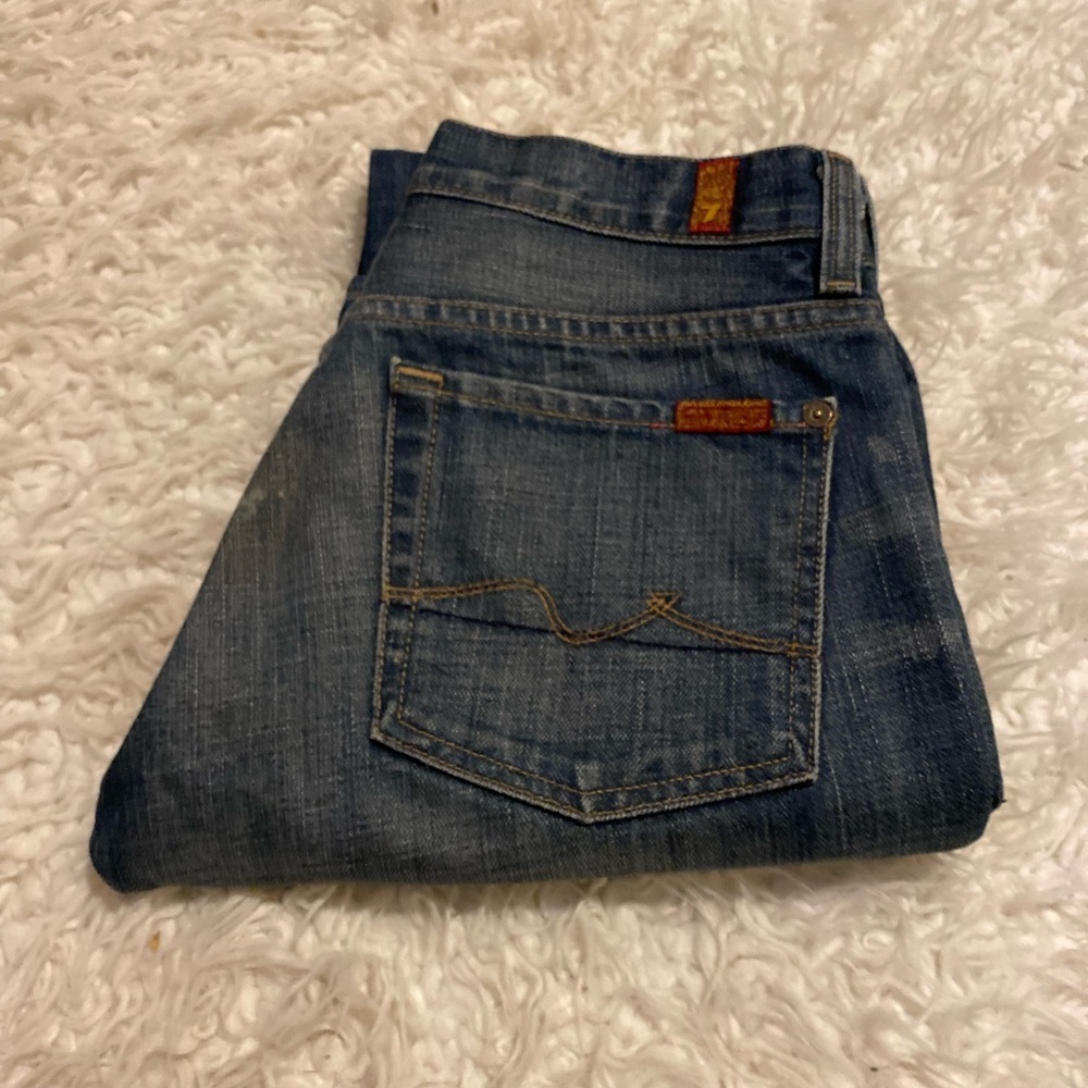 7 For All Mankind Boy Cut Bootcut Denim Jeans Size 27 0303 button fly - Picture 3 of 16